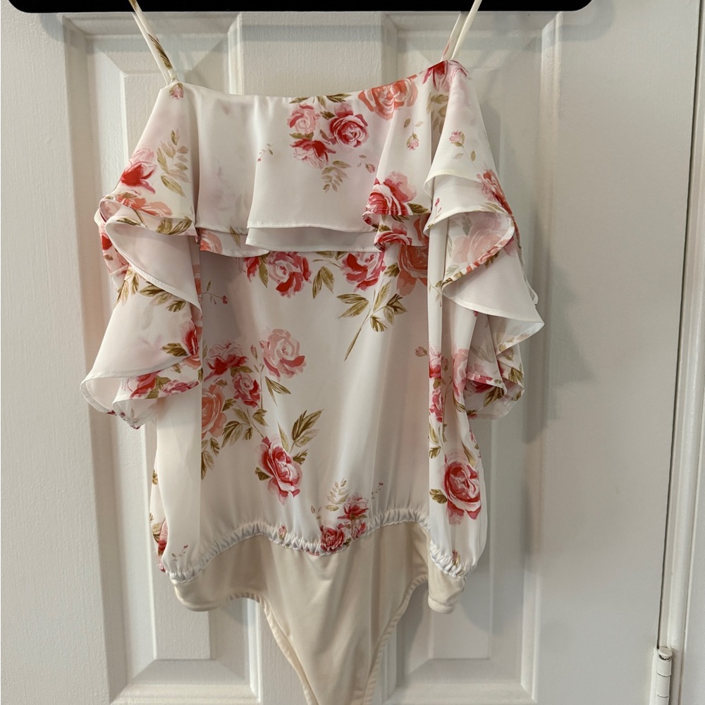L’Academi Floral Off-Shoulder Bodysuit